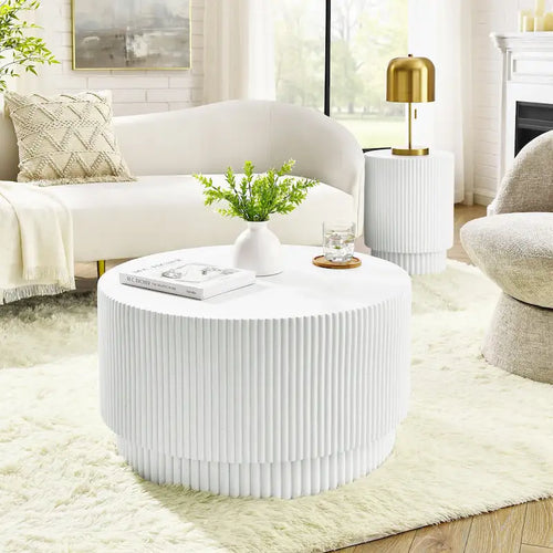 15.72-inch H-Barrel Coffee Table, Nordic Style, Simple Design, Suitable For Indoor And Outdoor Use, Magnesium Oxide Material