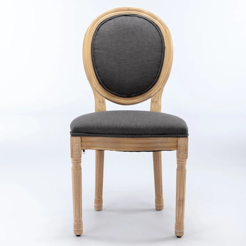 French Oval Back Dining Chair Set of 2, Exquisite Dining Chair Retro Decorative Chair Solid Wood Frame Side Chair