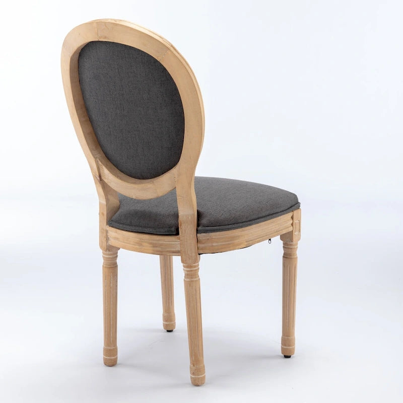 French Oval Back Dining Chair Set of 2, Exquisite Dining Chair Retro Decorative Chair Solid Wood Frame Side Chair
