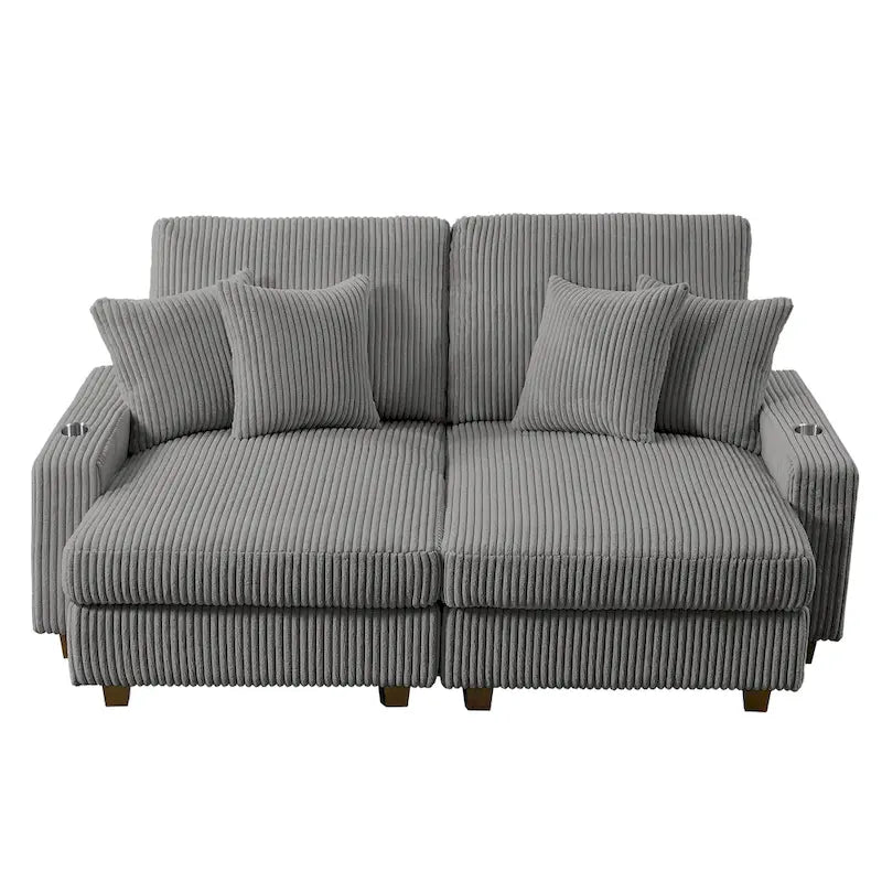 74 Wide Upholstered Chaise Lounge Loveseat with Adjustable Backrest