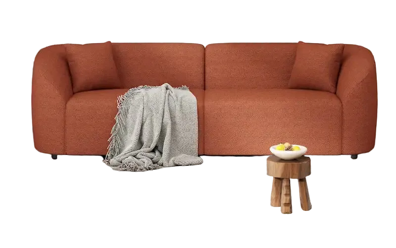 87.5 Boucle Curved 3-Seater Sofa with Sculptural & Ergonomic Design