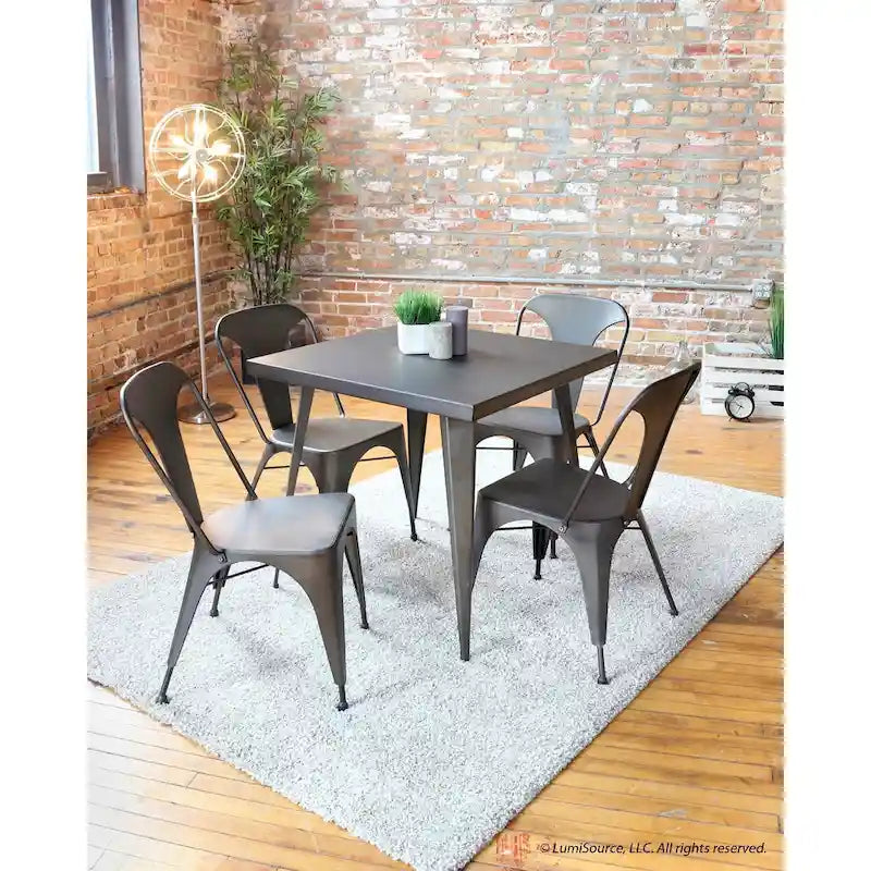 Carbon Loft Swan Industrial Square Metal Dining Table - N/A
