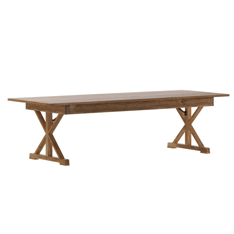 9' x 40 Rectangular Antique Rustic Solid Pine Folding Dining Table