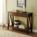 Antique Tobacco Console Table with Drawer - 42 Inch