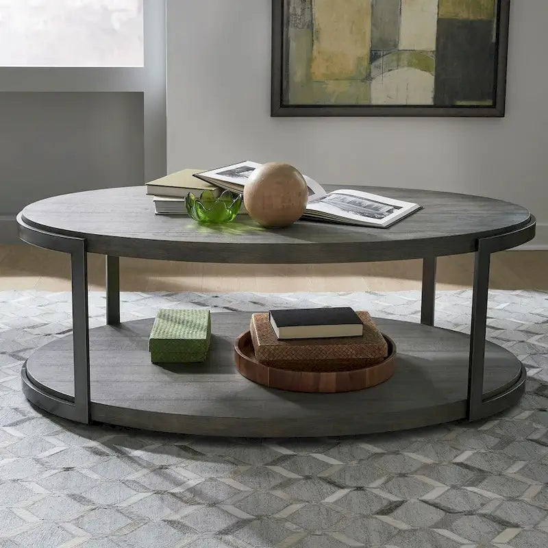 Modern View Gauntlet Gray Oval Cocktail Table