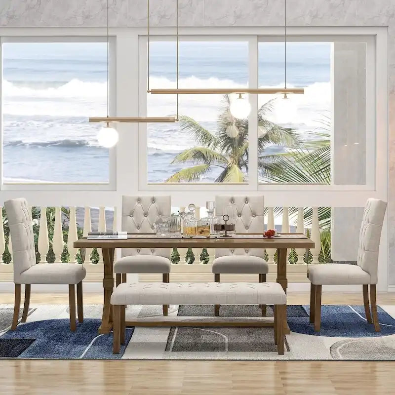 6-Piece Farmhouse Dining Table Set