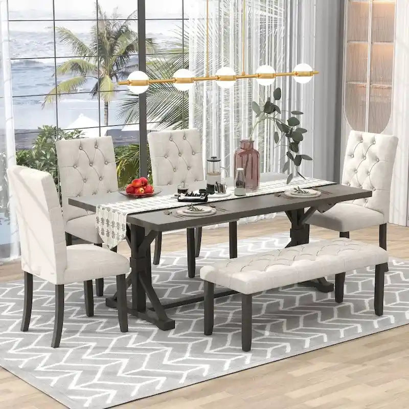 6-Piece Farmhouse Dining Table Set