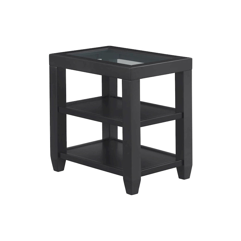 Cordero Wood and Glass Top 16-Inch Wide Chairside End Table with Shelf Storage