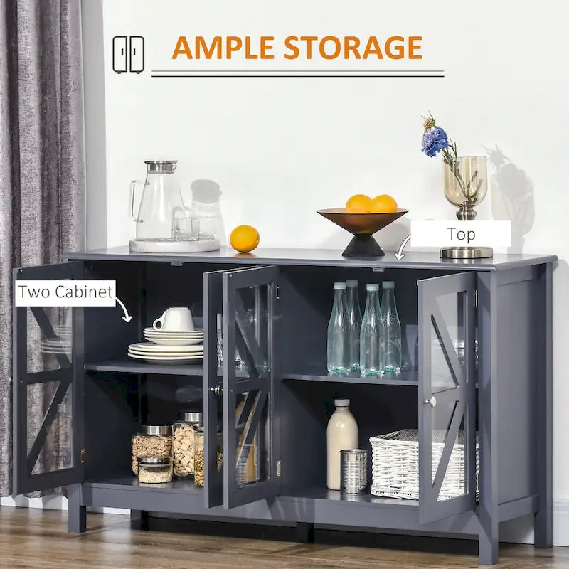 HOMCOM Kitchen Sideboard, Buffet Cabinet with Adjustable Storage Shelf