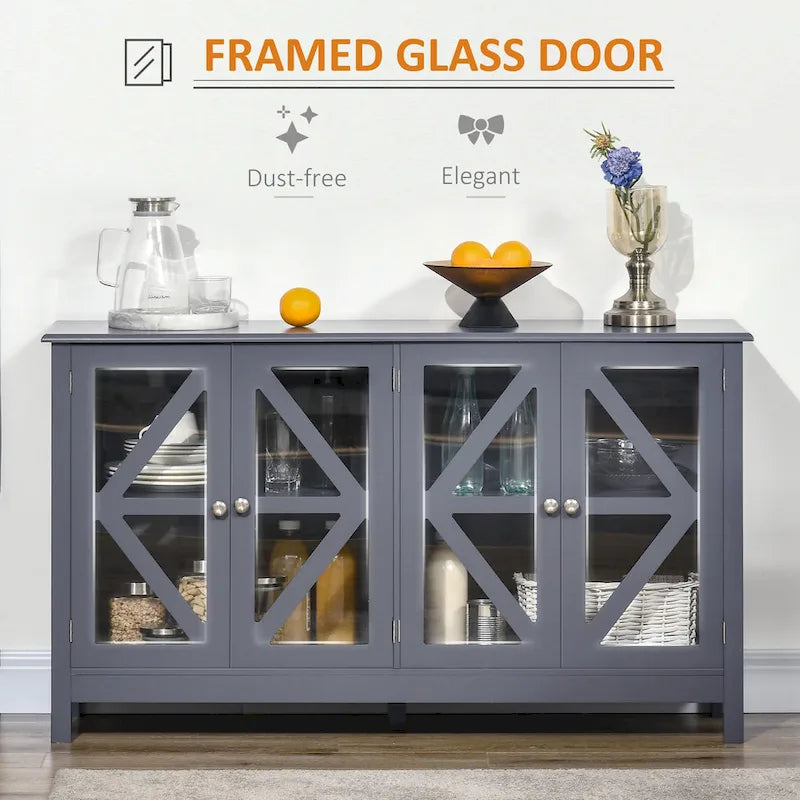 HOMCOM Kitchen Sideboard, Buffet Cabinet with Adjustable Storage Shelf