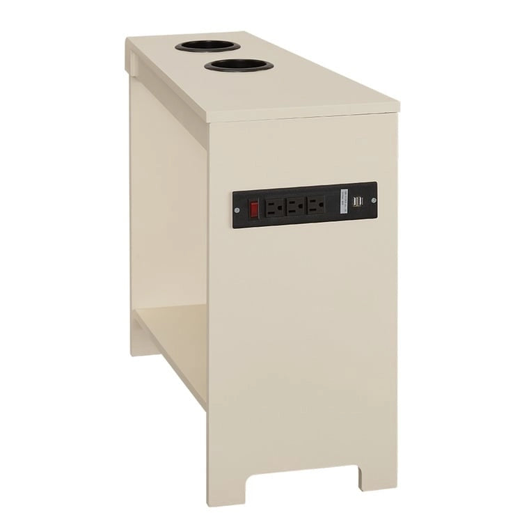 Narrow End Table with Charging Station - Side Table Nightstand with Storage, 2 Power Outlets & 2 USB Ports