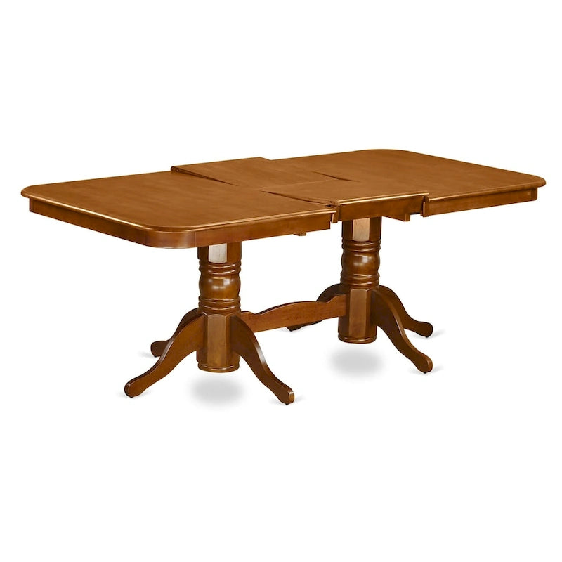 East West Furniture 9 Piece Kitchen Table Set- a Rectangle Dining Table and 8 Dining Chairs, Saddle Brown (Seat Options)