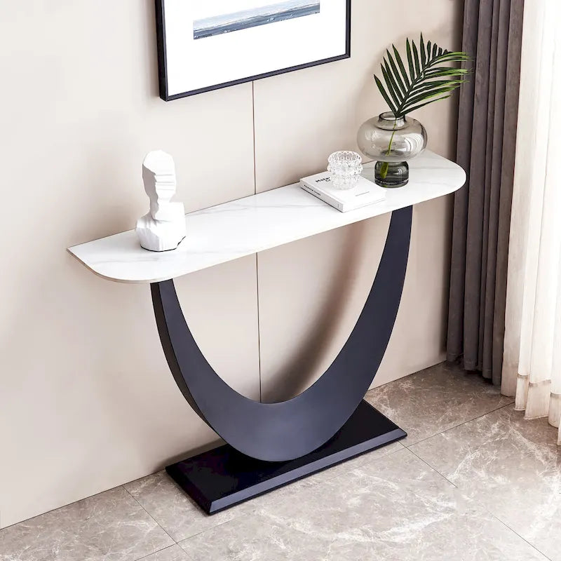 Modern Console Table, Exquisite shape design, Metal Frame with Adjustable foot pads for Entrance