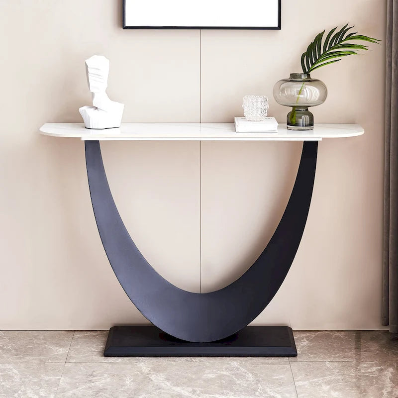 Modern Console Table, Exquisite shape design, Metal Frame with Adjustable foot pads for Entrance
