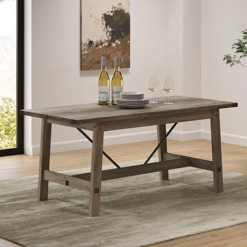 WAMPAT Rustic Modern Kitchen Dining Room Table for 6 People