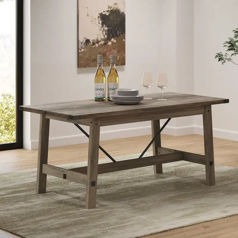 WAMPAT Rustic Modern Kitchen Dining Room Table for 6 People
