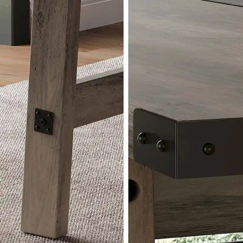 WAMPAT Rustic Modern Kitchen Dining Room Table for 6 People