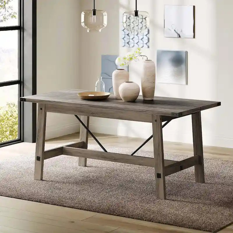 WAMPAT Rustic Modern Kitchen Dining Room Table for 6 People