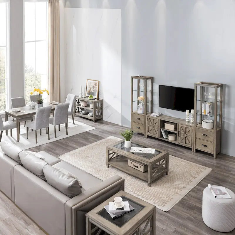 45.5 in. 19 in. Large Rectangle Glass Coffee Table,1-Tier Shelf