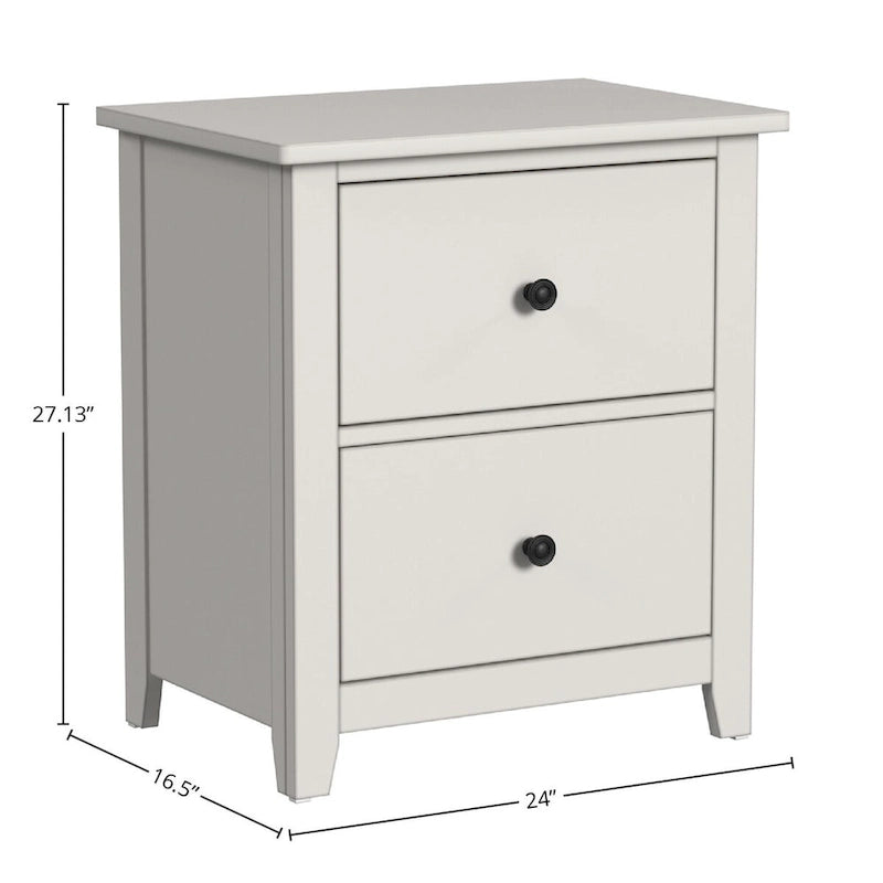 Lodge 2-Drawer Farmhouse Wood Nightstand, Cream Finish