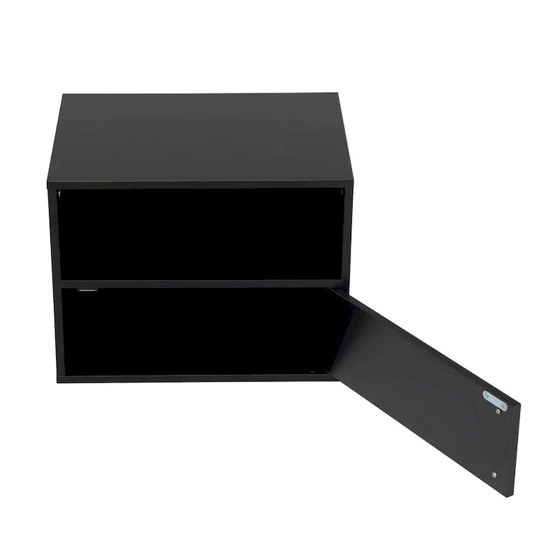 Wall-Mounted Wood Nightstand with Swing Door (Set of 2)