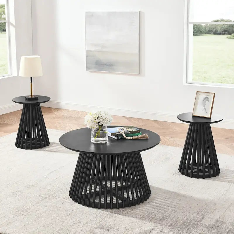 15.75 in. Round Wood Coffee Table, Simple End Table, Solid Wood Side Table for Living Room