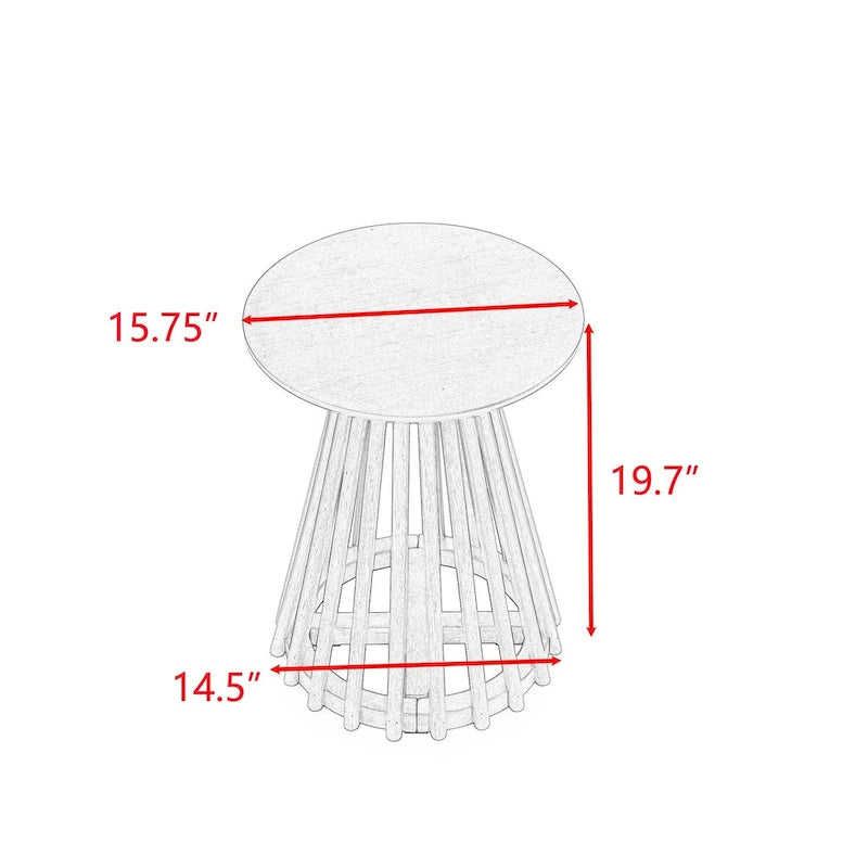 15.75 in. Round Wood Coffee Table, Simple End Table, Solid Wood Side Table for Living Room