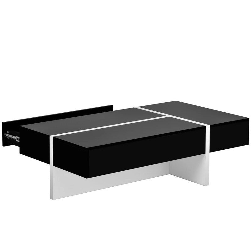 Modern Simple Rectangle Coffee Table Living Room Furniture, High Gloss Surface Cocktail Table, Center Table for Sofa