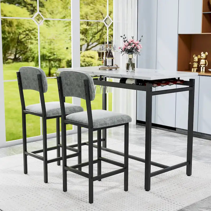 Kitchen Table Set, Dining Table and Chairs for 2, 3 Piece Table Set with 2 Chairs, Bar Set for Small Spaces, Breakfast, Pub