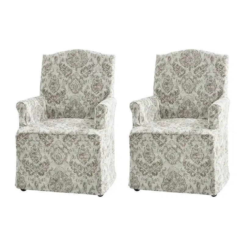 Alethea Upholstered Slipcover Arm Dining Chair with Soild Wood Legs Set of 2 by HULALA HOME