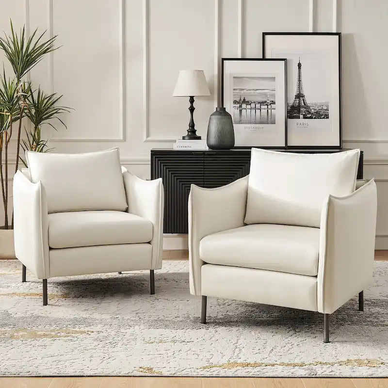 Christopher Modern Anti-scratch Fabric Armchair with Black Metal Legs Set of 2 by HULALA HOME