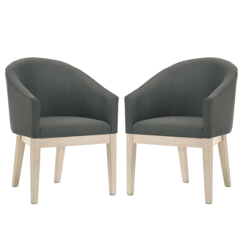 Yuvi 3 Piece Dining Table and Chair Set, Round, Barrel Seat, Brown, Gray