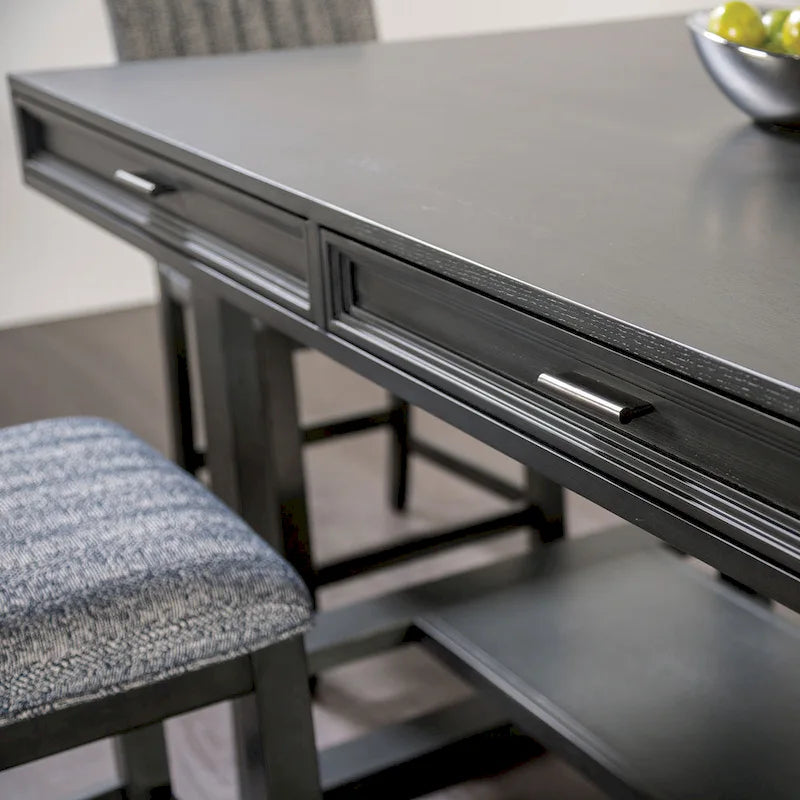 Furniture of America Isolde Black 60-inch Solid Wood Counter Height Dining Table with Drawers